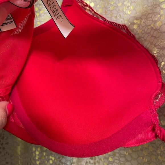 Victoria’s Secret Dream Angels Red Gold Lace Push Up Bra 32DD - Picture 6 of 7